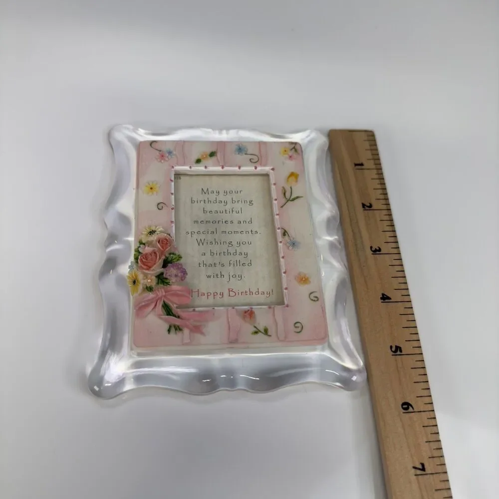 Vintage Happy Birthday Framed Sentiment Acrylic Poem Frame 4.5